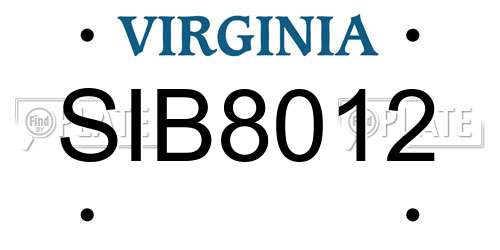 SIB8012 Virginia License Plate