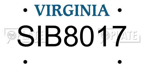 SIB8017 Virginia License Plate