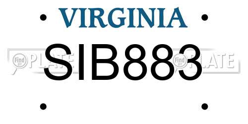 SIB883 Virginia License Plate