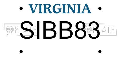 SIBB83 Virginia License Plate