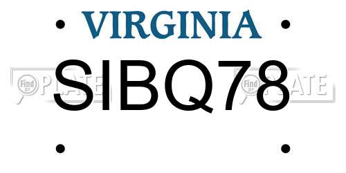 SIBQ78 Virginia License Plate