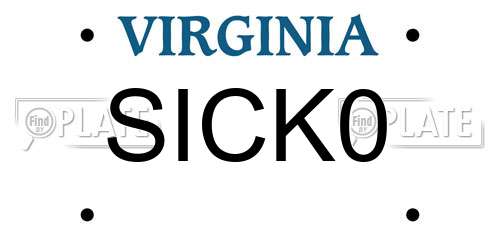 SICK0 Virginia License Plate