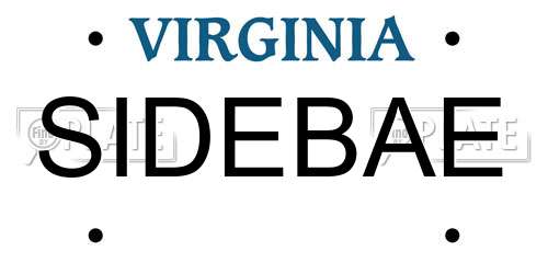 SIDEBAE Virginia License Plate