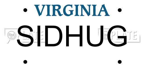 SIDHUG Virginia License Plate