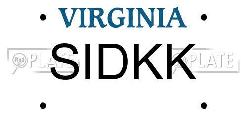 SIDKK Virginia License Plate