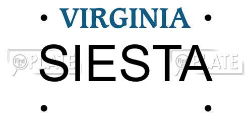 SIESTA Virginia License Plate