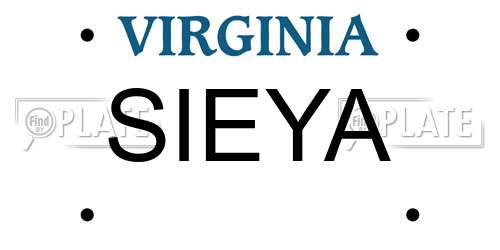 SIEYA Virginia License Plate