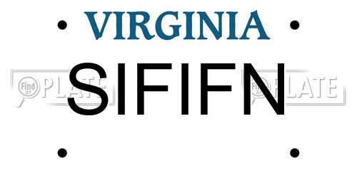 SIFIFN Virginia License Plate