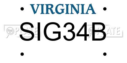 SIG34B Virginia License Plate