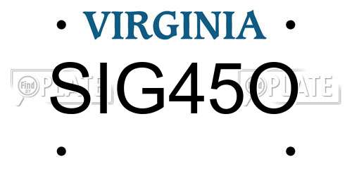 SIG45O Virginia License Plate