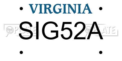 SIG52A Virginia License Plate
