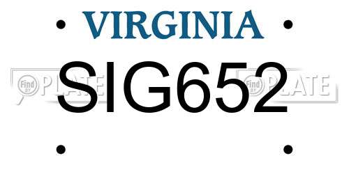 SIG652 Virginia License Plate
