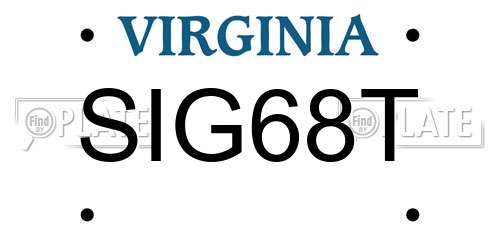 SIG68T Virginia License Plate