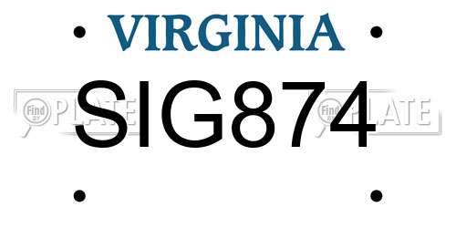 SIG874 Virginia License Plate