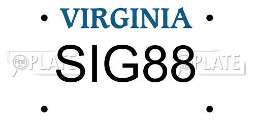 SIG88 Virginia License Plate