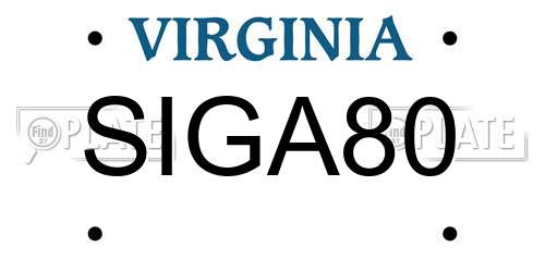 SIGA80 Virginia License Plate