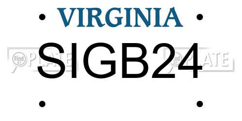 SIGB24 Virginia License Plate