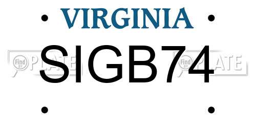 SIGB74 Virginia License Plate