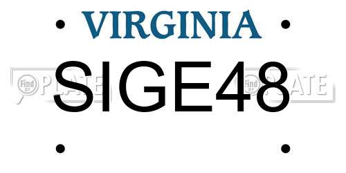 SIGE48 Virginia License Plate