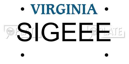 SIGEEE Virginia License Plate