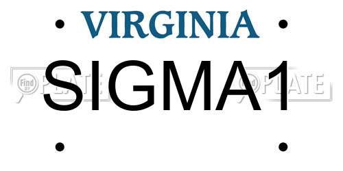SIGMA1 Virginia License Plate