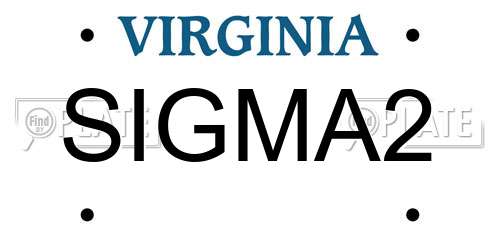 SIGMA2 Virginia License Plate