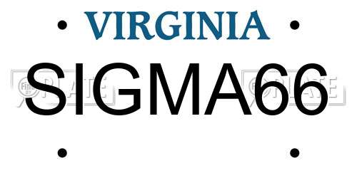 SIGMA66 Virginia License Plate