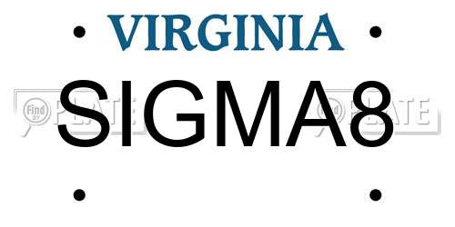 SIGMA8 Virginia License Plate