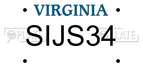 SIJS34 Virginia License Plate