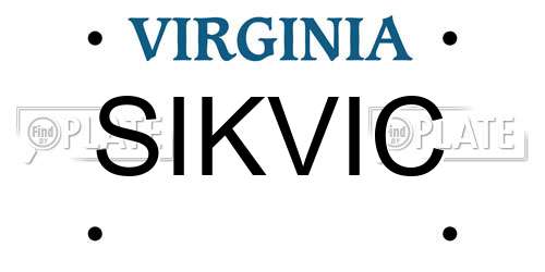 SIKVIC Virginia License Plate