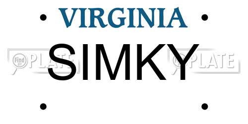 SIMKY Virginia License Plate