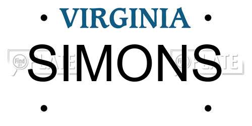 SIMONS Virginia License Plate