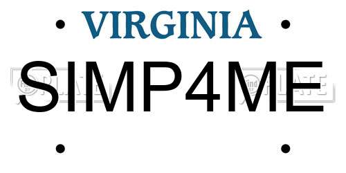 SIMP4ME Virginia License Plate