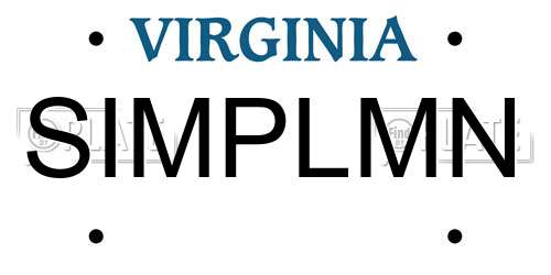 SIMPLMN Virginia License Plate