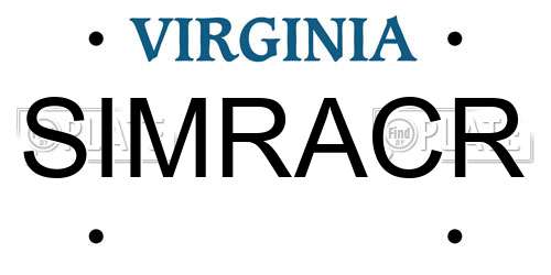 SIMRACR Virginia License Plate
