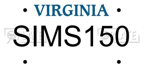 SIMS150 Virginia License Plate