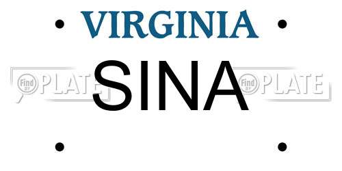 SINA Virginia License Plate