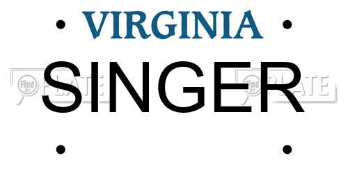 SINGER Virginia License Plate