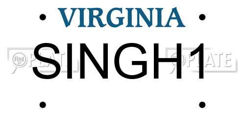 SINGH1 Virginia License Plate