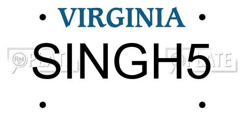 SINGH5 Virginia License Plate