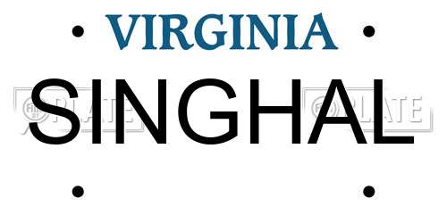 SINGHAL Virginia License Plate