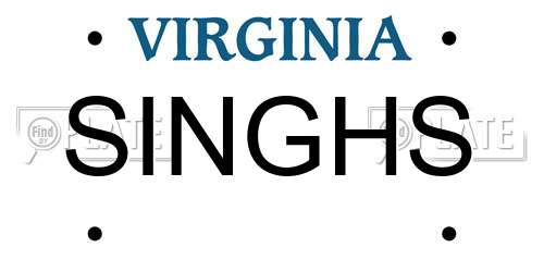 SINGHS Virginia License Plate