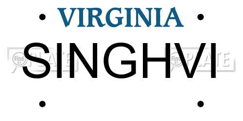 SINGHVI Virginia License Plate