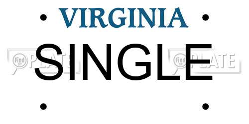 SINGLE Virginia License Plate