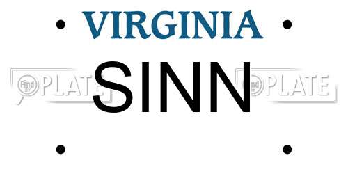 SINN Virginia License Plate