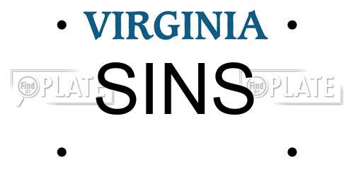 SINS Virginia License Plate