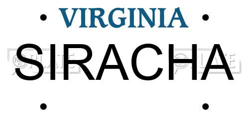 SIRACHA Virginia License Plate