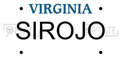 SIROJO Virginia License Plate