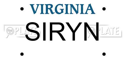 SIRYN Virginia License Plate