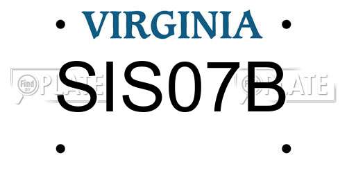 SIS07B Virginia License Plate